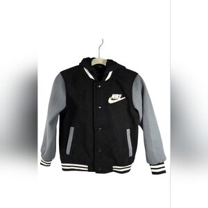 Nike Boys Varsity Jacket Hoodie Size 5 Black Gray